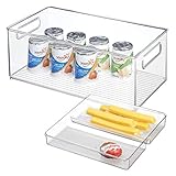 FUNCIONALES Y TRANSPARENTES: El contenedor plastico aprovecha al máximo el espacio de almacenaje en el frigorífico y los armarios de cocina. El plástico transparente permite ver el contenido y las asas facilitan el transporte.