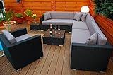 6-8 Personen PolyRattan Lounge in smaragd-schwarz incl. aller Polster