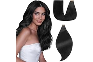‎EINBEAUTY EINbeauty Tape Extensions Echthaar 20pcs Extensions Echthaar 50cm 50g Tief Schwarz Tape In Extensions Echthaar Invisible Echthaar Extensions Tape Glatt Haarverlängerung Für Frauen(20inch,1#)