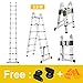 Produktbild Finether 3.8M Teleskopleiter Klappleiter ausziehbare Leiter Aluleiter Mehrzweckleiter Ausziehleiter Stehleiter Anlegeleiter aus hochwertigem Alu Teleskop-Design 150 kg Belastbarkeit