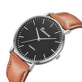 Armbanduhr Damen Ronamick Geneva Fashion Einfache Uhr Damen Freizeit Analog Leder Quarz Armband uhren Armband Armbanduhr Uhr Uhren(U)