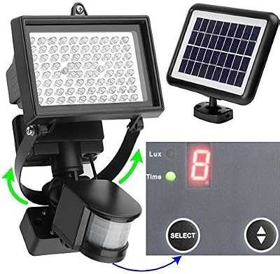 MicroSolar 80 LED Solaire Éclairage Extérieur avec Détecteur de Mouvement +++ Régulateur Numérique Temps & Lux +++ Lampe Solaire avec 2 Axes de rotation Réglables +++ 80 LED Solaire Éclairage Extérieur avec Détecteur de Mouvement +++ Régulateur…