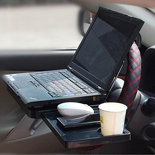 Saflyse Multifunktion Auto Laptop Klapptisch Tischhalterung Autohalter mit Schublade für Auto Rücksitz Kopfstütze und Lenker - 4