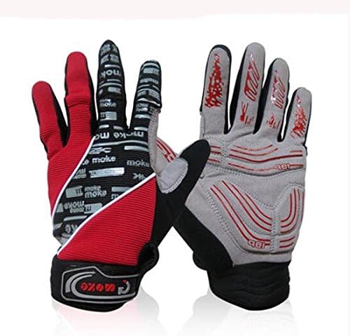 Bicycle Full Finger Gloves - MOKE 1 pair Gloves Bicycle Full Finger Gloves Motorcycle Cycling Sport Winter Bike MTB Gel, Red M