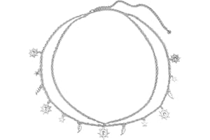 RUGBOL Chain Belt, Waist Chain Belt, Silver Chain Belt, Body Chain Jewellery for Women and Girls, Denim Dresses