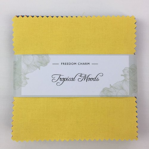 Stoff Freiheit Tropical Moods Charm Pack 42 Squares 100% Baumwolle Geschenkbündel viereckig je 12,7 cm Breite x 12,7 cm Länge Quilten Craft Patchwork Stoff Bundle hergestellt in der UK