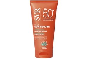 SVR - Blur SPF50+ Sans parfum Visage Sun Secure - Mousse Flouteur Optique - Primer Maquillage - Association de Filtres Brevetée - Résiste à L'Eau - Teint Lisse - Respecte les Écosystèmes Marins - 50ml