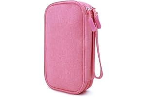 Jlyifan Travel Case Diabetic Supplies Organizer for Test Strips, Lancets, Needles, Lancing Device, Glucose Meter, Alcohol Wipes, Insulin Pens, Syringes, Diabetes Testing Kit Storage Bag (Pink)