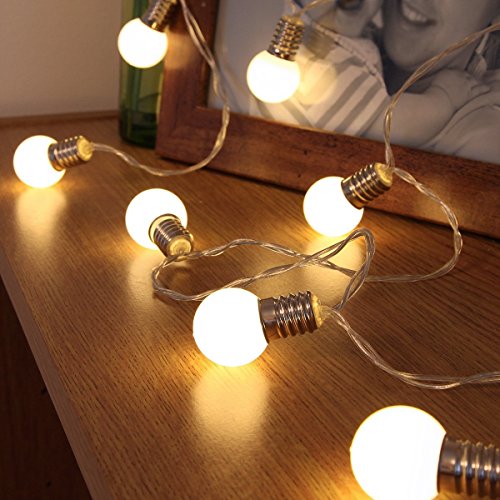 KEEDA LED Globe Lichterkette mit 20pcs Globe Birnen, 5M/16.4ft Beleuchtung Kugel,Innen und Außen Deko Glühbirne Lichterketten, Weihnachtsbeleuchtung,Außenbeleuchtung (Warmweiß) - 3