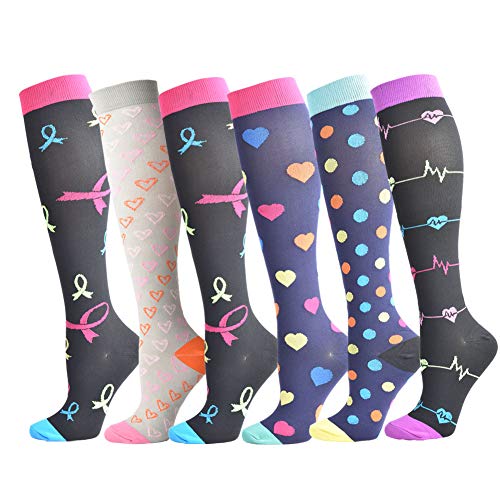 3/6 pares calcetines de compresión para mujeres y hombres (15 - 25 mmHg) - ideal para médicos, circulación, recuperación, lactancia, viajes y vuelo calcetines - Running & Fitness