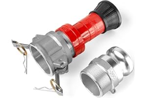 Nsssunnre Fire Hose Nozzle,2In NPSH HeavyDuty Industrial Fire Hose Constant Flow Fog Nozzle with 2Pc 2In Camlock Fitting Coupling