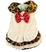 Produktbild ranphy Hund Kleider Schleife Trim Leopard Pet Kleidung für Puppy Mädchen Print Hundemantel Fleece gefüttert