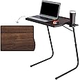 TABLE MAGIC - Pro Extended Work Space Laptop Table Mat Finish Wood Finish Laminated top, Laptop Table Multipurpose Height Adjustable Work Study Tv Tray Table Lap Desk (Pro Smart-Classic Walnut)
