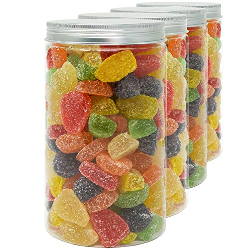 D' Luxy Pack 4 Botes de Polietileno Alimentario, 1,28 L (17,5x10 cm). Tarros con Tapa de Aluminio Enroscable. Reciclables. 100% Libres de BPA.