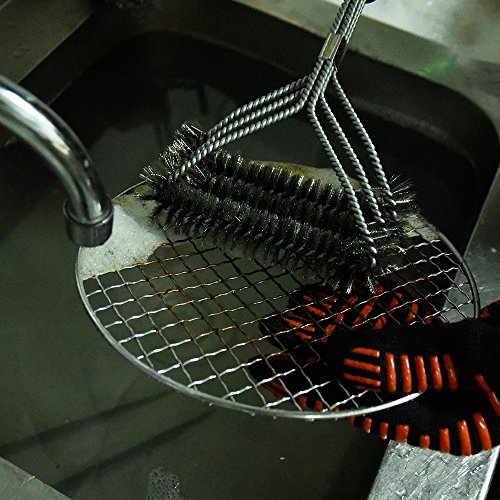 BBQ Grill Reinigungsbürsten Waschreinigungsbürste Edelstahl / 18inch 3-Sided Lange mit Aufhängeöse (B) - 6