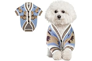 FEUVOIS Hundepullover, Gestricktes Hundepulli für Kleine Mittlere Hunde, Niedlich Hunde Pullover Katzenpullover, Weiche Hundekleidung, Warme Strickkleidung Pullover Hundes (Blue,M)