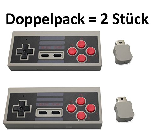 DOPPELPACK Wireless Funk Gamepad: Game Controller passend für Nintendo Classic Mini NES, Hersteller: 2-TECH (2 Stück)