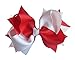 PrettyBoutique 5.5 Inches Girls 2 Colours Large Grosgrain Hair Bow Alligator Clip (Red/White)