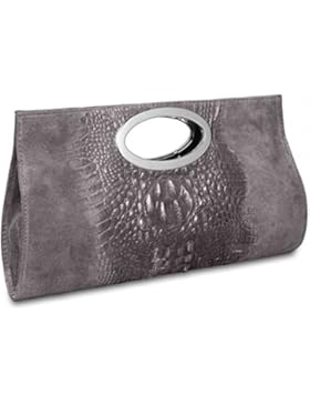 CASPAR Damen Clutch / Handtasche / Umhängetasche aus Wildleder mit Krokoprägung - viele Farben - TL692