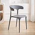 Hanaiette Modern Mid Century Premium Plastic Chair,Curved Back Dining Chairs For Kitchen Garden Lounge Meeting Room,1PCS (Grey)