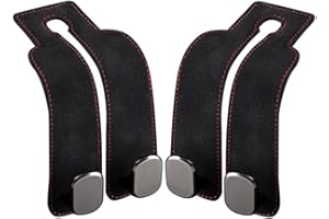 BKEMKRI 2 Pcs Ganchos de Coche para reposacabezas, Multifuncionales Ganchos para Asiento Ganchos Dobles para Reposacabezas, Ganchos para Reposacabezas de Asiento Trasero, Ganchos de Cuero (Negro)