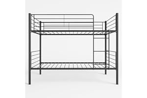 MUEBLIX.COM MUEBLIX | Literas Juveniles 90x190 | Estructura de Metal | Literas Juveniles Baratas con Escalera | Litera Doble | Modelo Alberto