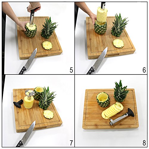 COM-FOUR® 3-in-1 Ananas Schneider – Schälen, Entkernen, Schneiden in einem Arbeitsvorgang! aus hochwertigem Edelstahl - 4