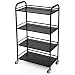 Produktbild Songmics metal Servierwagen Küchenwagen 4 Ebenen mit Rollen und Nivellierfüßen, 59 x 102,5 x 32,5 cm (B x H x T), schwarz BSC14B