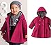 xhorizon TM FLK T175 Baby Girls Hooded Warm Wool Cotton Jacket Trench Coat Outwear