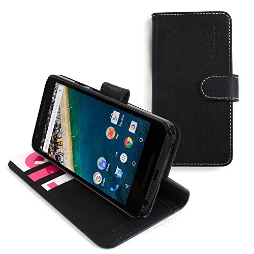 Snugg Funda Nexus 5X  Carcasa Plegable para Google Nexus 5X  Ranuras para Tarjetas  Cubierta de Cuero con Billetera  Dise  o Ejecutivo  Garant  a de por Vida  -Negro  Legacy Range