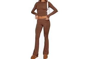 ABINGOO Conjunto de Yoga para Mujer Conjunto de Ropa Deportiva de Fitness 2 Piezas Crop Top y Pantalón Elástico de Cintura Baja