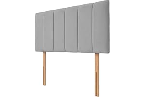 NK HOMEWARE NK Velvet Upholstered Headboard for Divan Beds – 20-Inch Lined, Extra Padded Plush Headboard with Struts – Luxury Bedroom Furniture (Grey, 4ft 6inch Double)