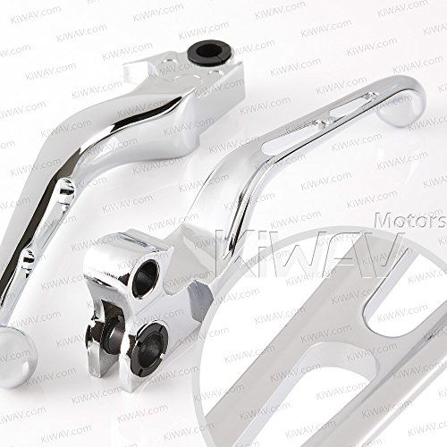 KiWAV Slotted Cut 10201A Ergonomic Hand Control Levers Chrome for Harley Davidson