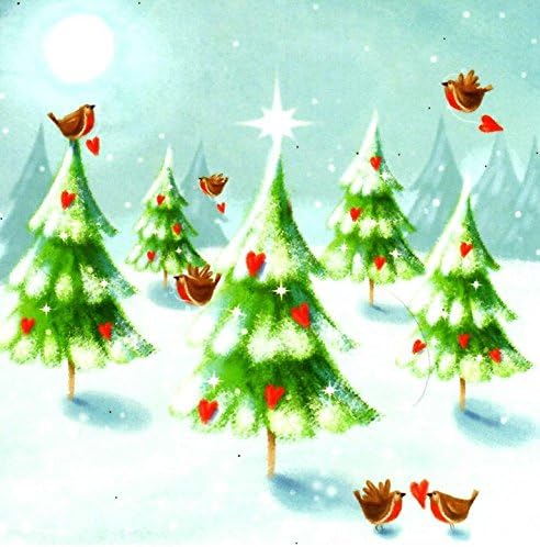 Pack of 16 Mini Christmas Tree Christmas Cards Xmas Card Cello Packs