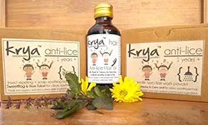 Bundle: Krya Natural Anti Lice insect repelling hair system ~ with the Krya Anti Lice herbal shampoo powder (100 gm), the Krya Anti Lice hair oil (50 ml) & Krya Anti Lice herbal hair mask (100 gm) ~ completely natural, Ayurvedic, toxic free, safe, natural hair system for lice infestation. ~ Free from SLS, SLeS, Parabens, Malathion, Permethrin, Lindane & other toxic chemicals.