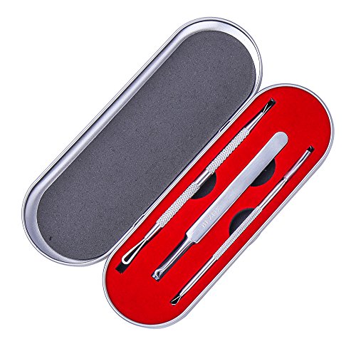 BEZOX 3Stk. Mitesserentferner Werkzeug Komedonenquetscher Set aus Edelstahl Gesundheit Behandlung für Pickel Whiteheads Akne Extraktoren - 7