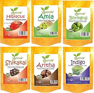 Dyuti:veda Pure & Natural Combo Pack of Hibiscus, Amla & Bhringraj Powder (Pack of 3, Each 100 gm) - 300 gm