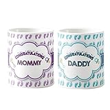 Designer panda, Congratulations Mommy Daddy Couple Mug Set of 2 Gifts for Parents, Gifts for Expecting Couples (Coffee Mugs)