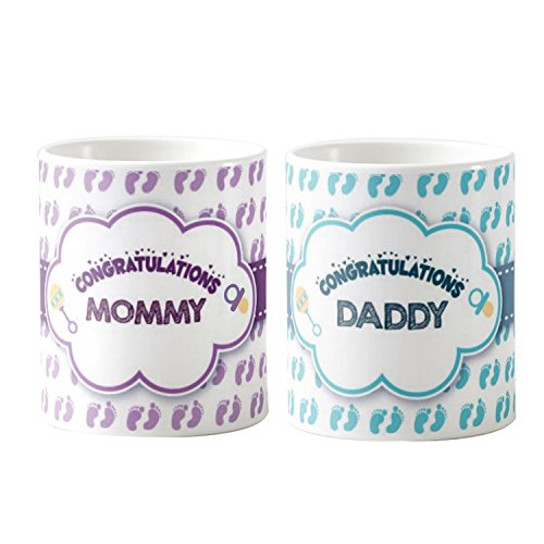 Designer panda, Congratulations Mommy Daddy Couple Mug Set of 2 Gifts for Parents, Gifts for Expecting Couples (Coffee Mugs)
