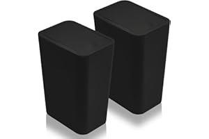 ACCMUZZY 2pcs 9L Slim Bathroom Bin for Bedroom, Dog Proof, Trash Can Narrow With Lid, Touch Top Toilet, Plastic Thin for Office, Living Room, Kitchen (Black)