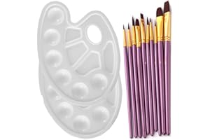 YXQSED 10 PCS Set di pennelli per dipingere + 2 Tavolozza di plastica per pittura (Set viola)