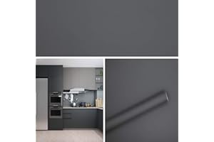 Decoroom Self Adhesive Wallpaper Dark Grey 40X300cm Peel and Stick Vinyl Film Easy to Clean for Wardrobe Table Door Living Room Stickers Wallpaper