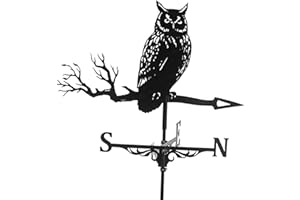 AIQINGCH Metal Weathervane Stainless Steel Roof Mount Weather Vane Outdoor Scene Garden Weather Vane for for Shed Garden Yard Patio Decor (Owl)