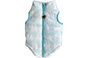 ZoonPark® Pet Dogs Winter Coat Dog Cat Warm Soft Light Jacket Vest Harness Padded Puffer Warm Winter Clothes For Small Medium Dog Chihuahua Yorkshire Poodle Teddy (S,Length 26cm, Light blue Bow)