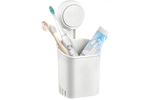 ilikable Uchwyt na szczoteczkę do zębów, do łazienki, bez wiercenia, zdejmowany uchwyt, przyssawka, organizer na szczoteczkę do zębów, plastik, do elektrycznej szczoteczki do zębów, kuchni, biały