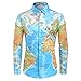 Produktbild BHYDRY Männer Casual World Map Print mit Knopf Shirt Top BluseMedium,Blau