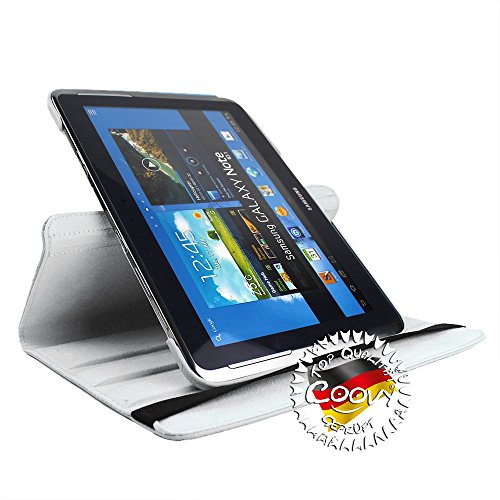 COOVY® 360° ROTATION COVER FÜR SAMSUNG GALAXY NOTE 10.1 GT-N8000 GT-N8010 GT-N8020 SMART HÜLLE TASCHE ETUI CASE SCHUTZ STÄNDER Farbe weiss - 4