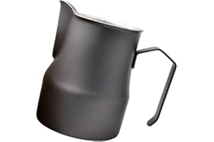 Abcsea 1 Pezzo Bricco per Latte in Acciaio Inox, Brocca di Latte, Brocca in Acciaio Inox, Montalatte Latte, Schiuma di Latte, Caffè Latte Art Penna Caffè, Stile Europeo, Nero 500ml/12oz