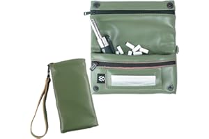 OLIVIA WONG Pitillera tabaco de liar hombre tabaquera de cigarillos de PU material hidrófugo forro impermeable con asa de mano (Olivo)
