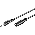 Goobay 50090 Cavo di estensione per cuffie e audio AUX, a 3 pin, jack da 3,5 mm maschio a 3,5 mm femmina (3 pin, stereo), ner